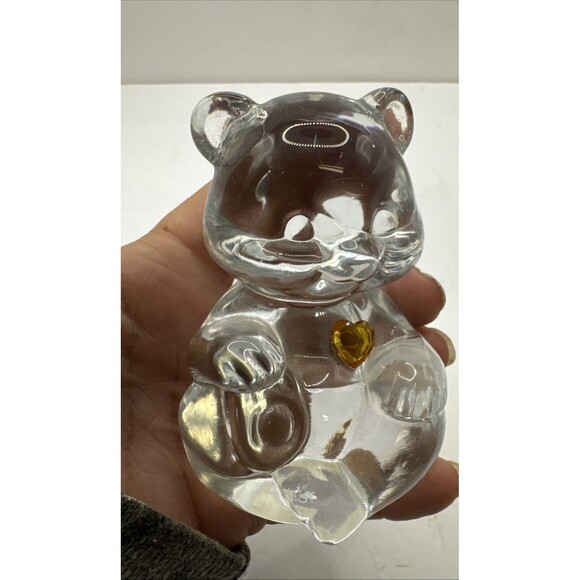 Vintage Fenton Art Glass Bear October Orange Heart With Fenton label - Picture 2 of 6